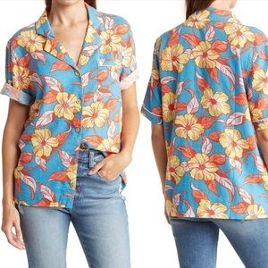 Faherty x she does him floral linen top